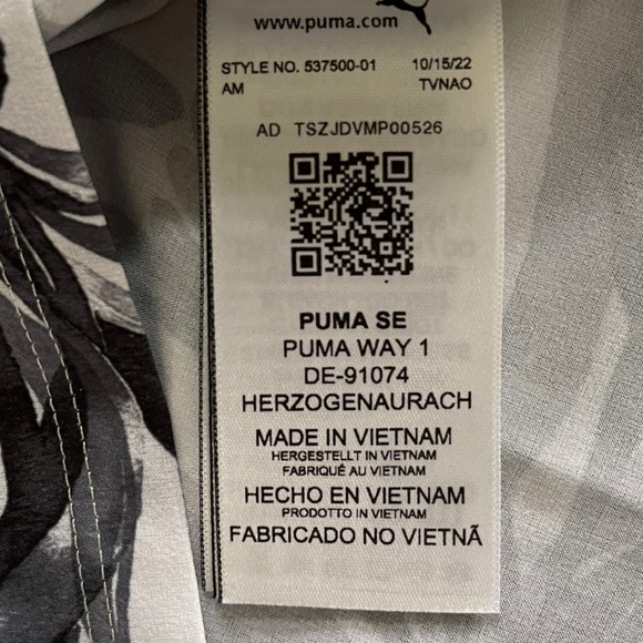 PUMA GOLF Black White Palm Sleeveless Polo Moisture Wicking UPF Resort Small - Picture 10 of 15